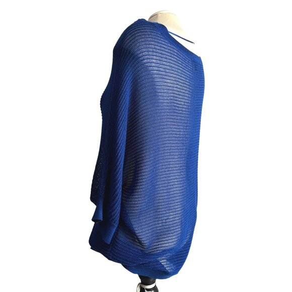 Apt9 Open Sparkly Knit Short Sleeve Round Neck Sweater Blouse Sz XL Womens Blue - Picture 7 of 10